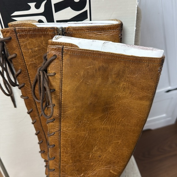 FRYE parker lace up leather tall heeled boots size 9🎀UNICORN 🎀 - Picture 6 of 10